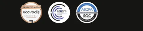 EcoVadis Bronze Top 35%, ACORP, and AICPA SOC certifications